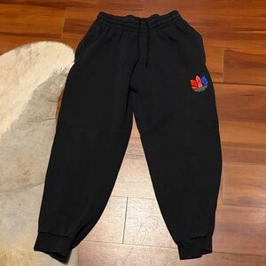 Adidas Kids Black Sweatpants with Colorful Logo Sz S